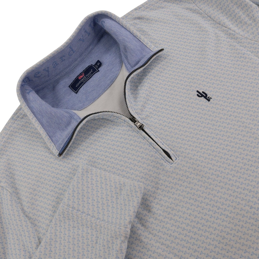 Vineyard Vines Mens XL Blue Martini Glass Print Cactus AZ Quarter Zip Pullover